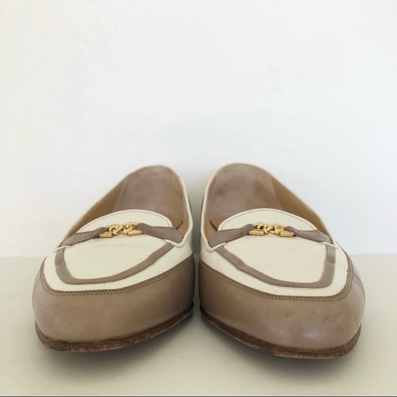 Bally Leather Two Tone Color Block Tan Cream Slip On Loafers - Picture 2 of 14